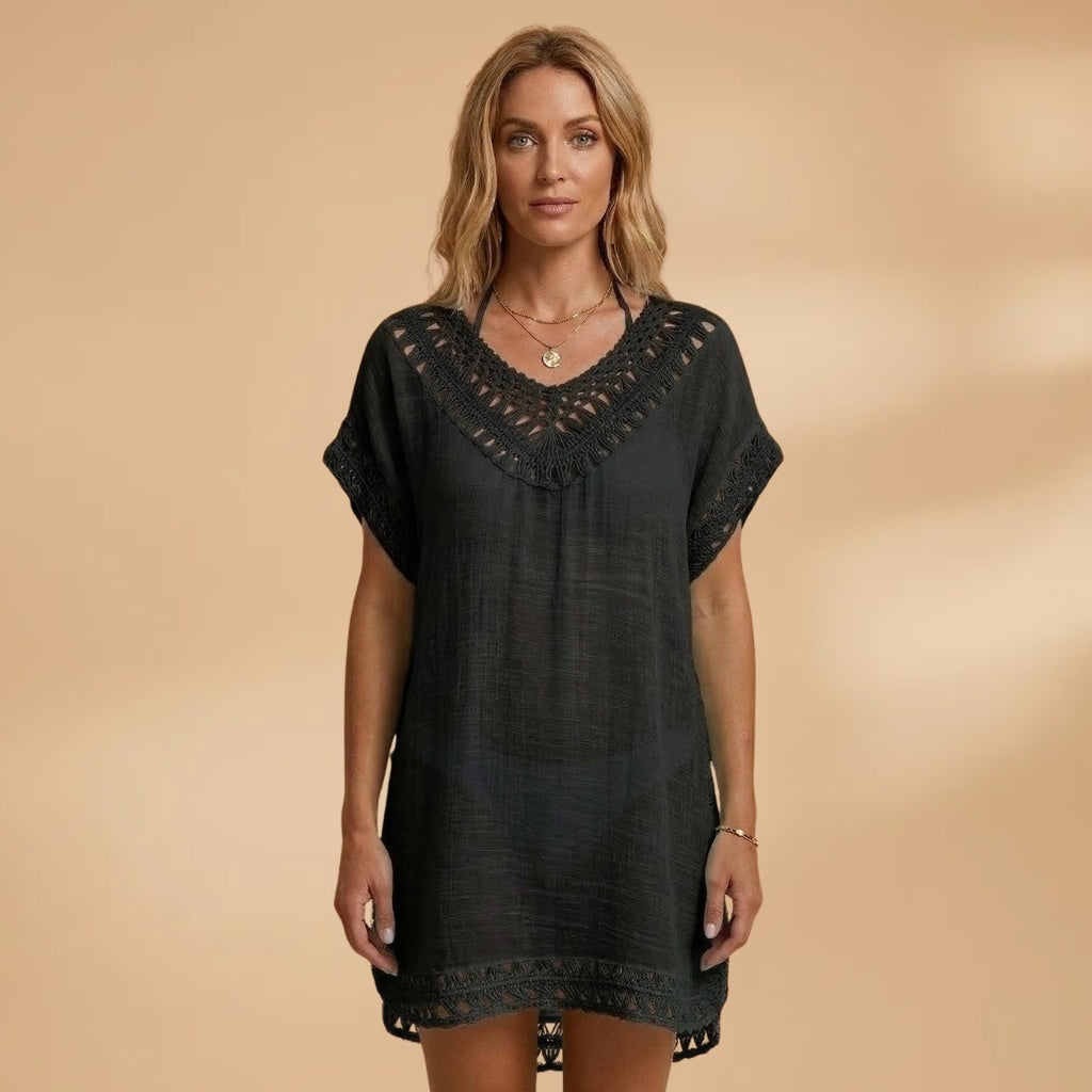 Vanessa | Vestido de Praia Mulher Decote V Crochet