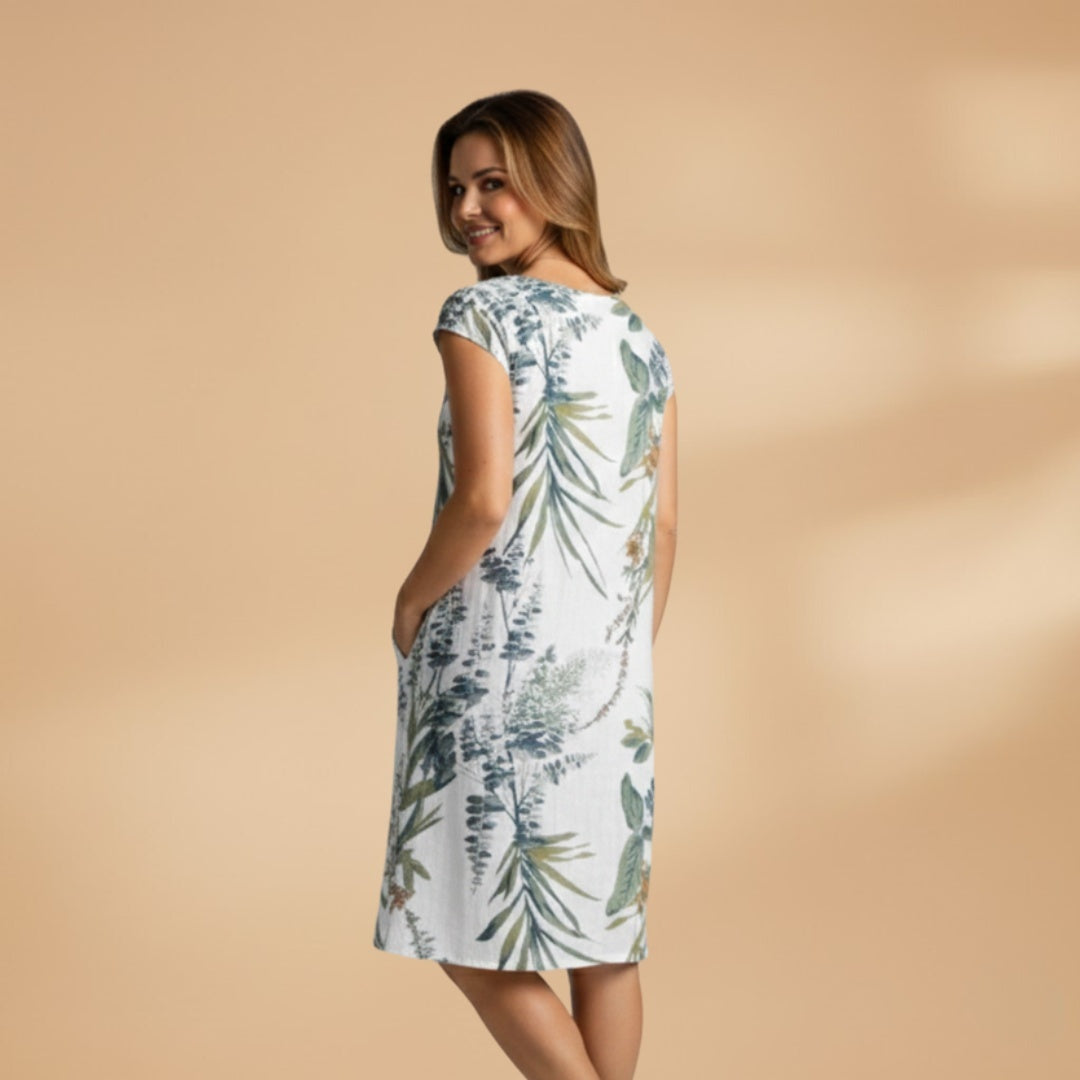 Eva | Vestido de Verão Curto Estampado Mulher Manga Curta