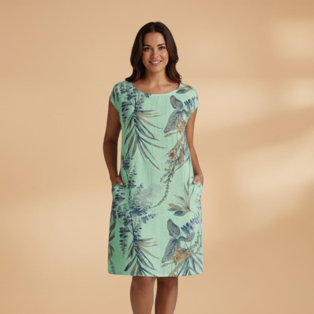 Eva | Vestido de Verão Curto Estampado Mulher Manga Curta