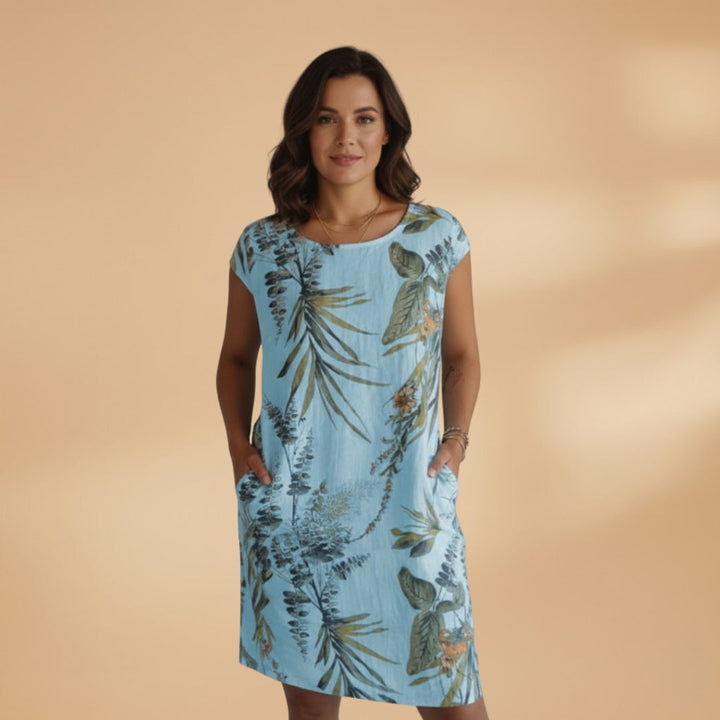 Eva | Vestido de Verão Curto Estampado Mulher Manga Curta