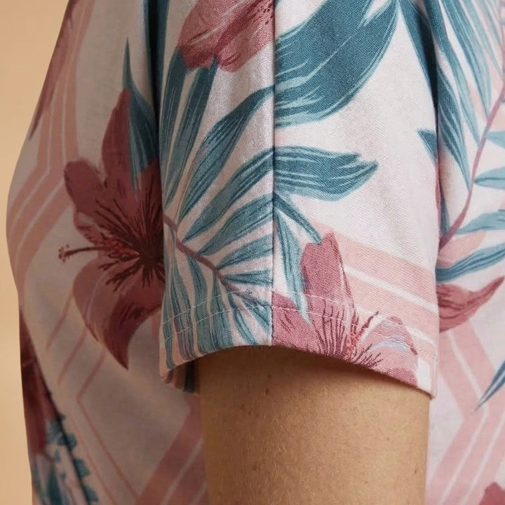 Vera | Vestido de Verão Estampado Tropical Mulher Decote V