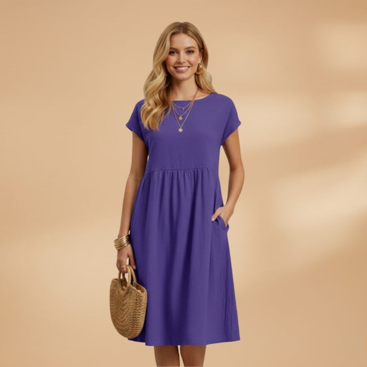 Elisabete | Vestido de Verão Manga Curta Mulher Midi