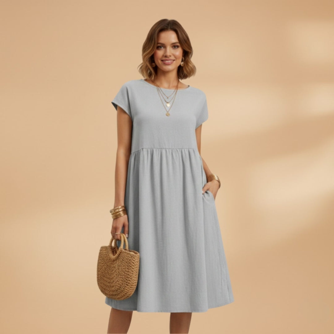 Elisabete | Vestido de Verão Manga Curta Mulher Midi