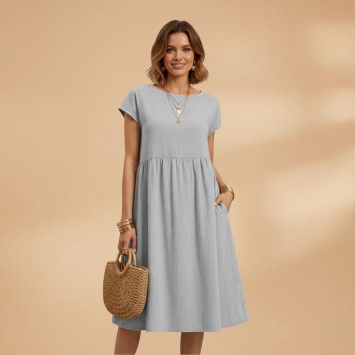 Elisabete | Vestido de Verão Manga Curta Mulher Midi