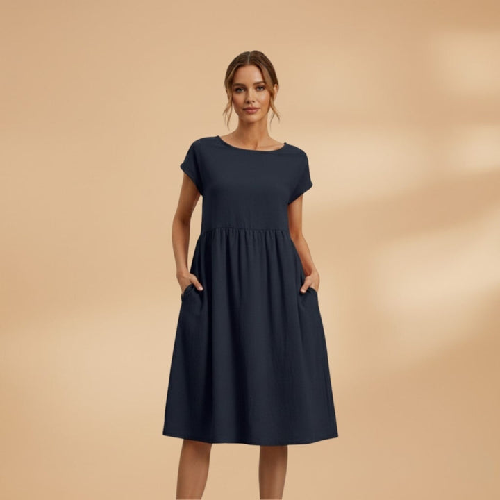 Elisabete | Vestido de Verão Manga Curta Mulher Midi