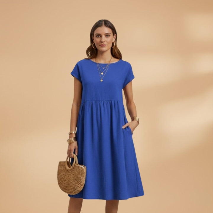 Elisabete | Vestido de Verão Manga Curta Mulher Midi