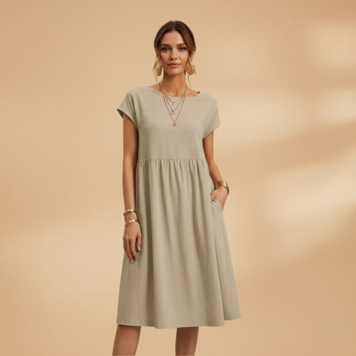 Elisabete | Vestido de Verão Manga Curta Mulher Midi
