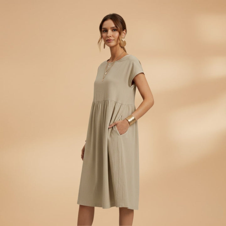 Elisabete | Vestido de Verão Manga Curta Mulher Midi