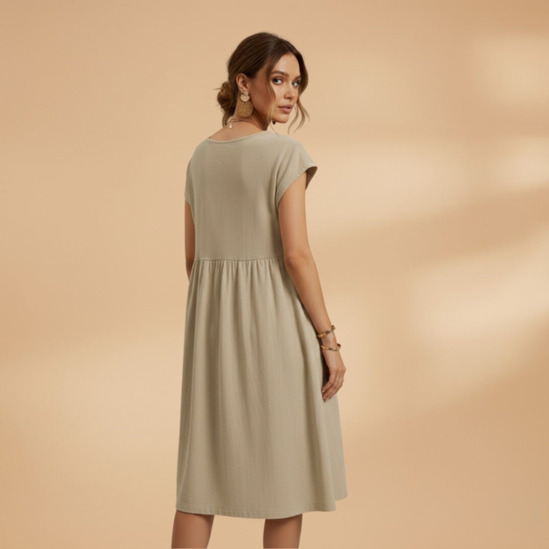 Elisabete | Vestido de Verão Manga Curta Mulher Midi