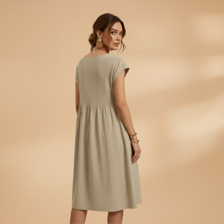 Elisabete | Vestido de Verão Manga Curta Mulher Midi