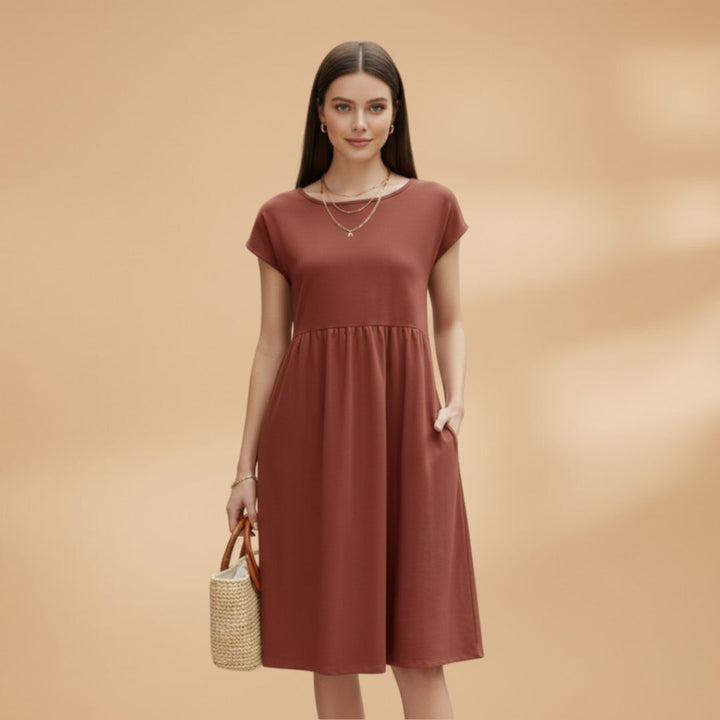 Elisabete | Vestido de Verão Manga Curta Mulher Midi