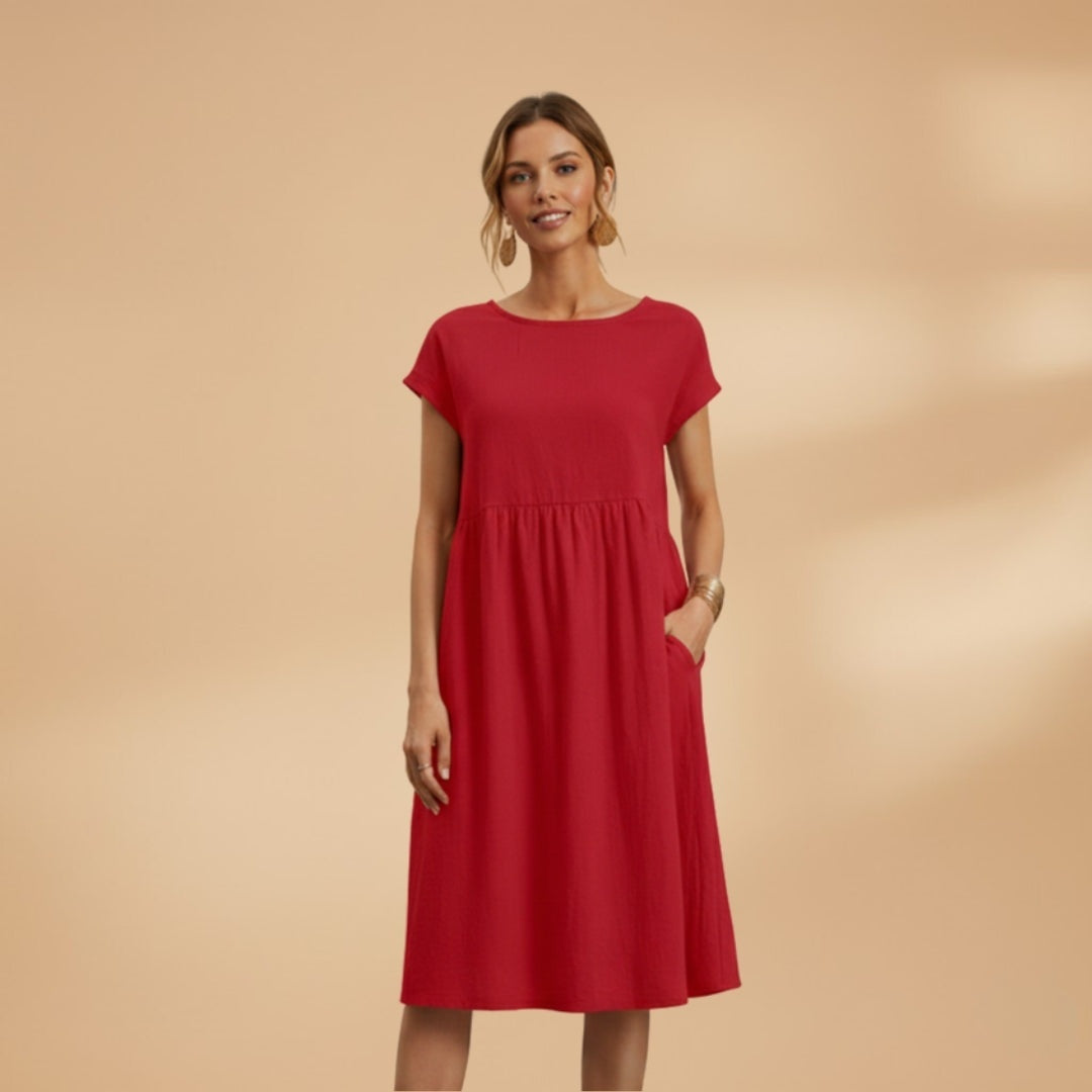 Elisabete | Vestido de Verão Manga Curta Mulher Midi