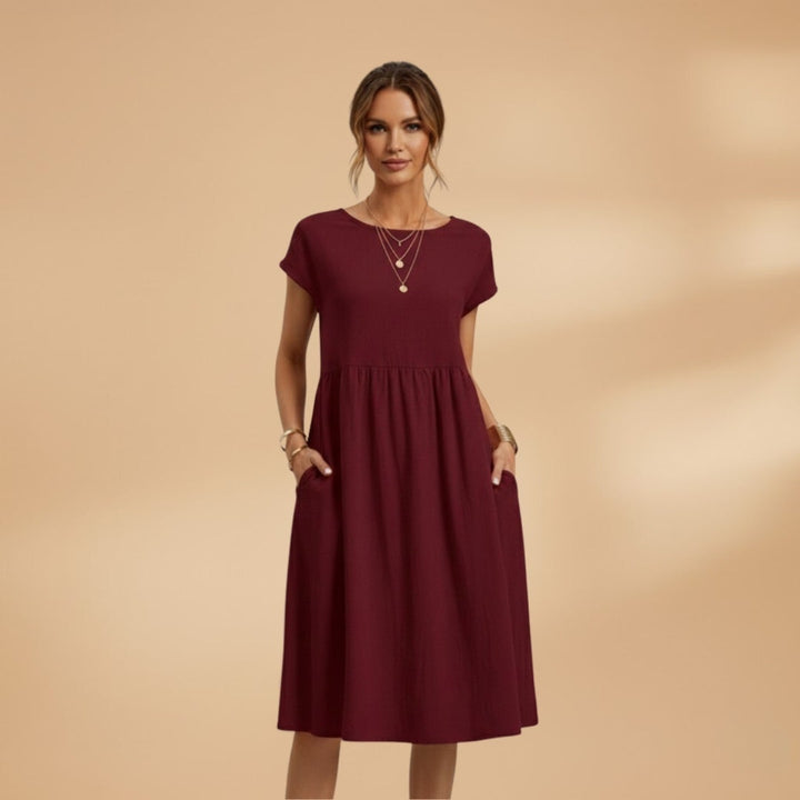 Elisabete | Vestido de Verão Manga Curta Mulher Midi
