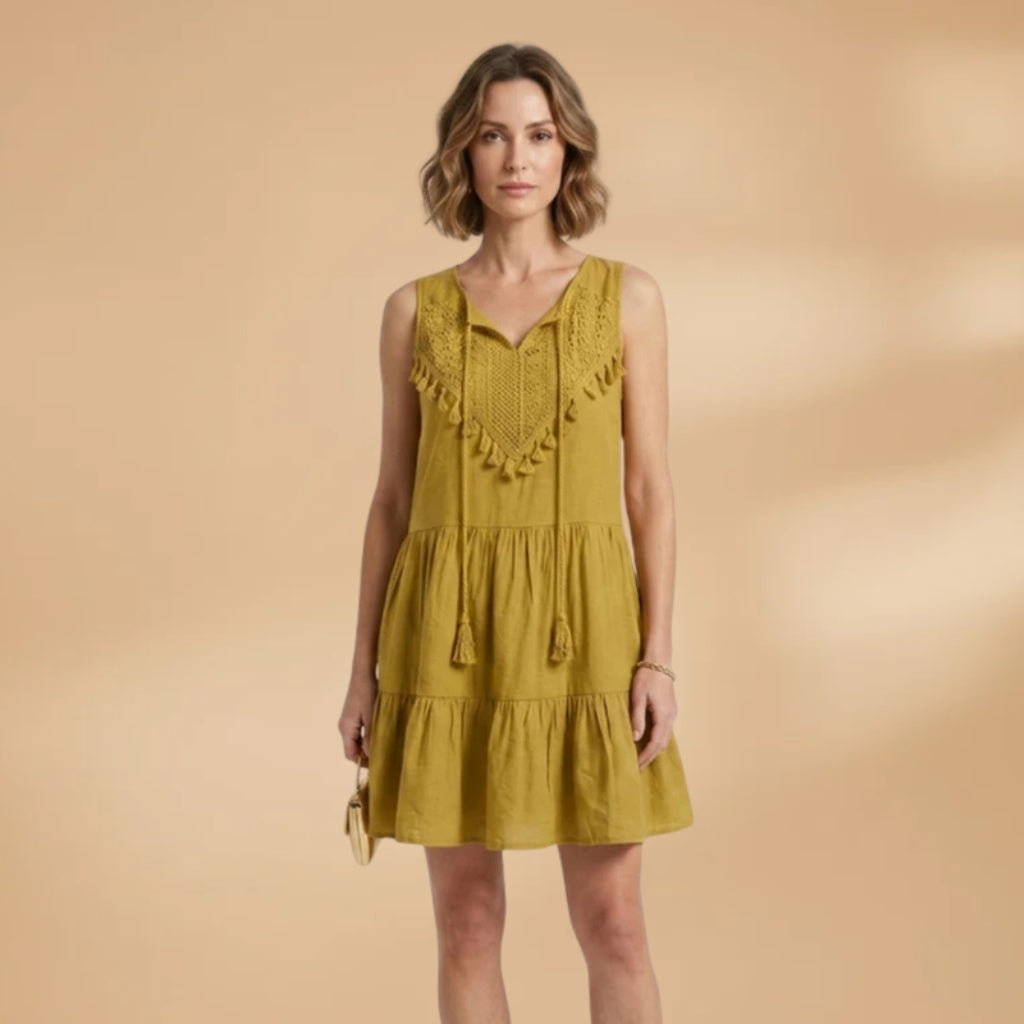 Sara | Vestido de Verão Midi Mulher Renda Bordada