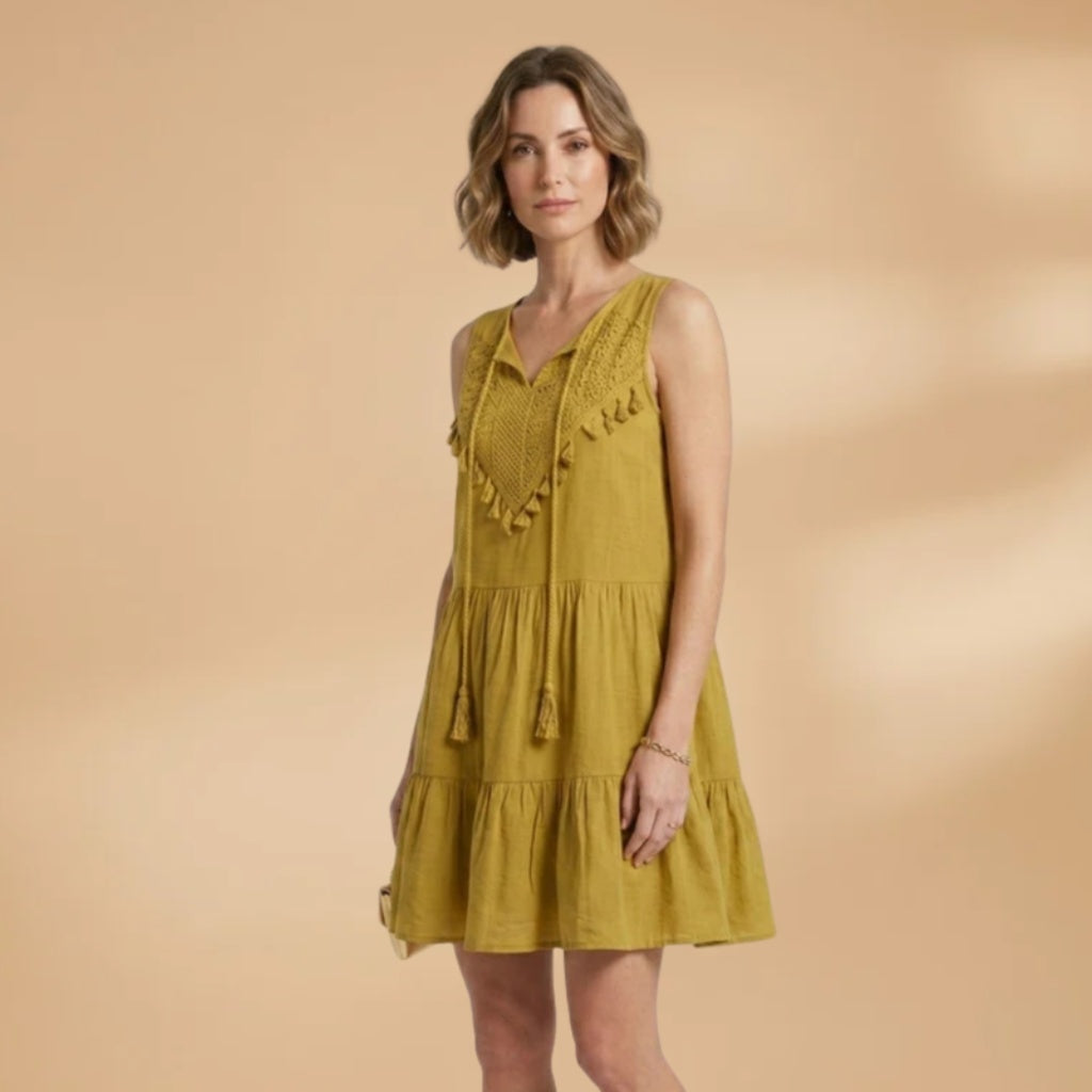 Sara | Vestido de Verão Midi Mulher Renda Bordada
