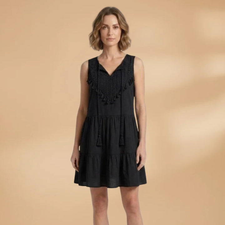Sara | Vestido de Verão Midi Mulher Renda Bordada
