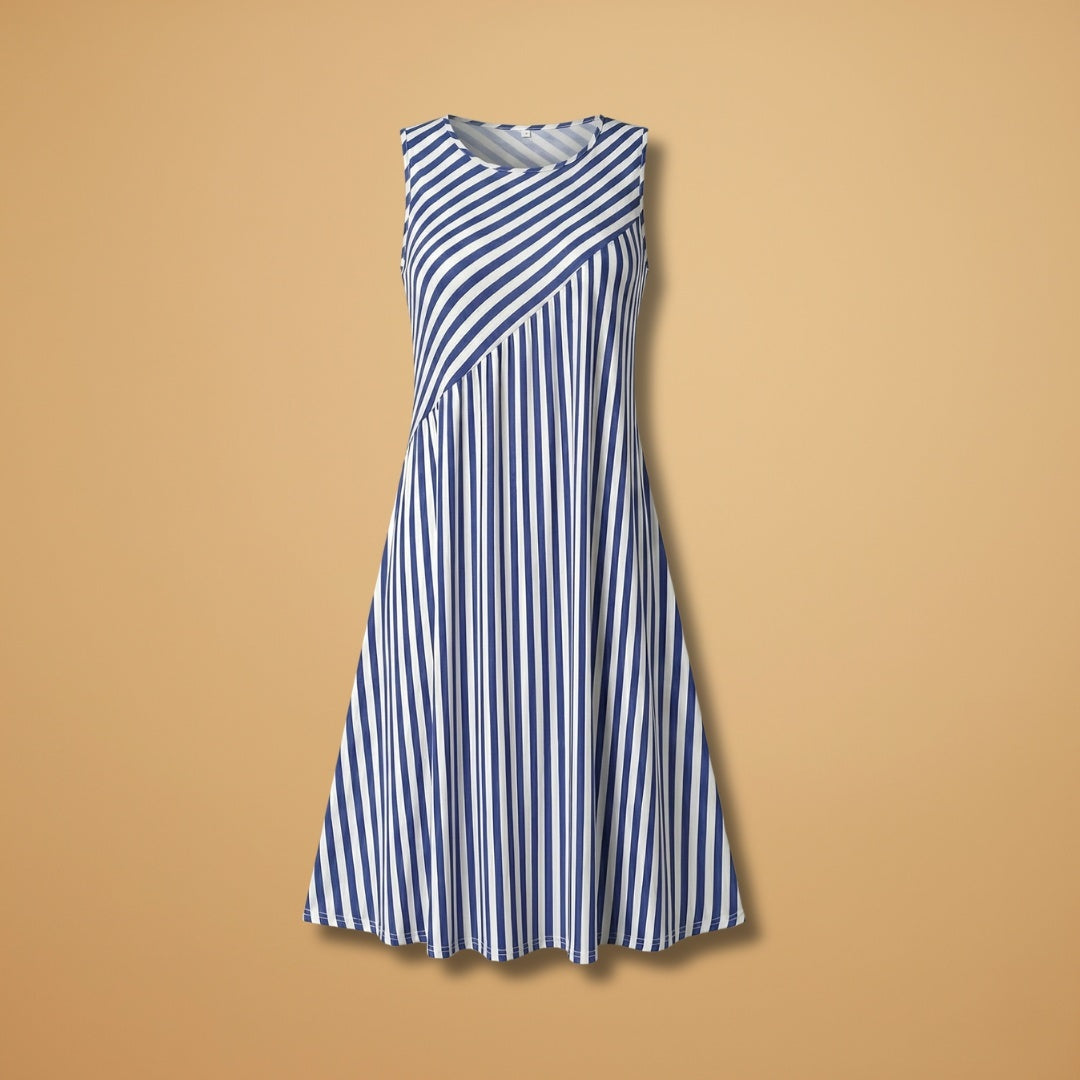 Teresa | Vestido de Verão Sem Mangas Mulher Estampado Às Riscas