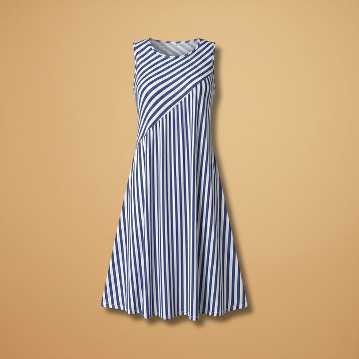 Teresa | Vestido de Verão Sem Mangas Mulher Estampado Às Riscas