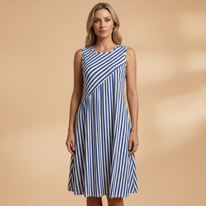 Teresa | Vestido de Verão Sem Mangas Mulher Estampado Às Riscas