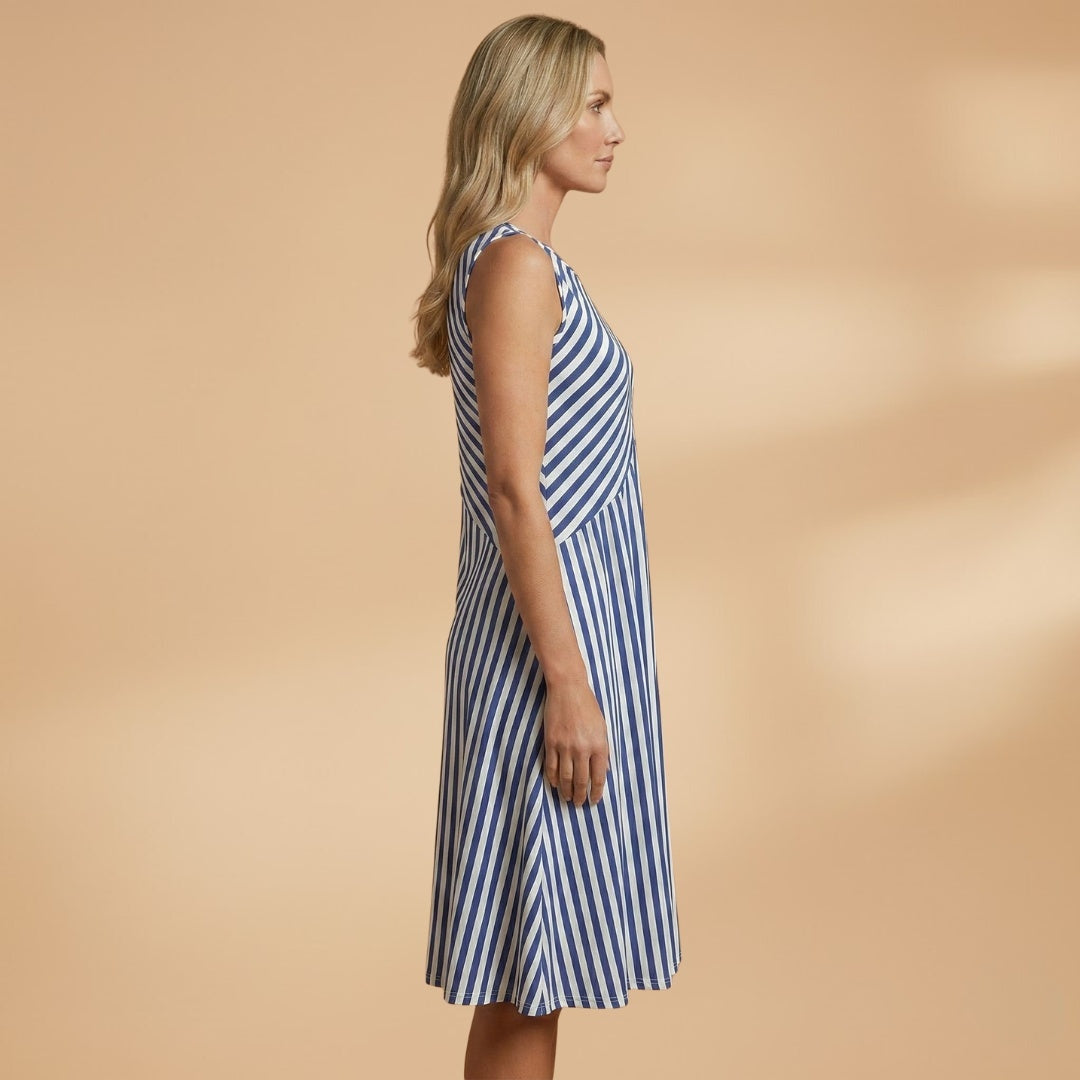 Teresa | Vestido de Verão Sem Mangas Mulher Estampado Às Riscas