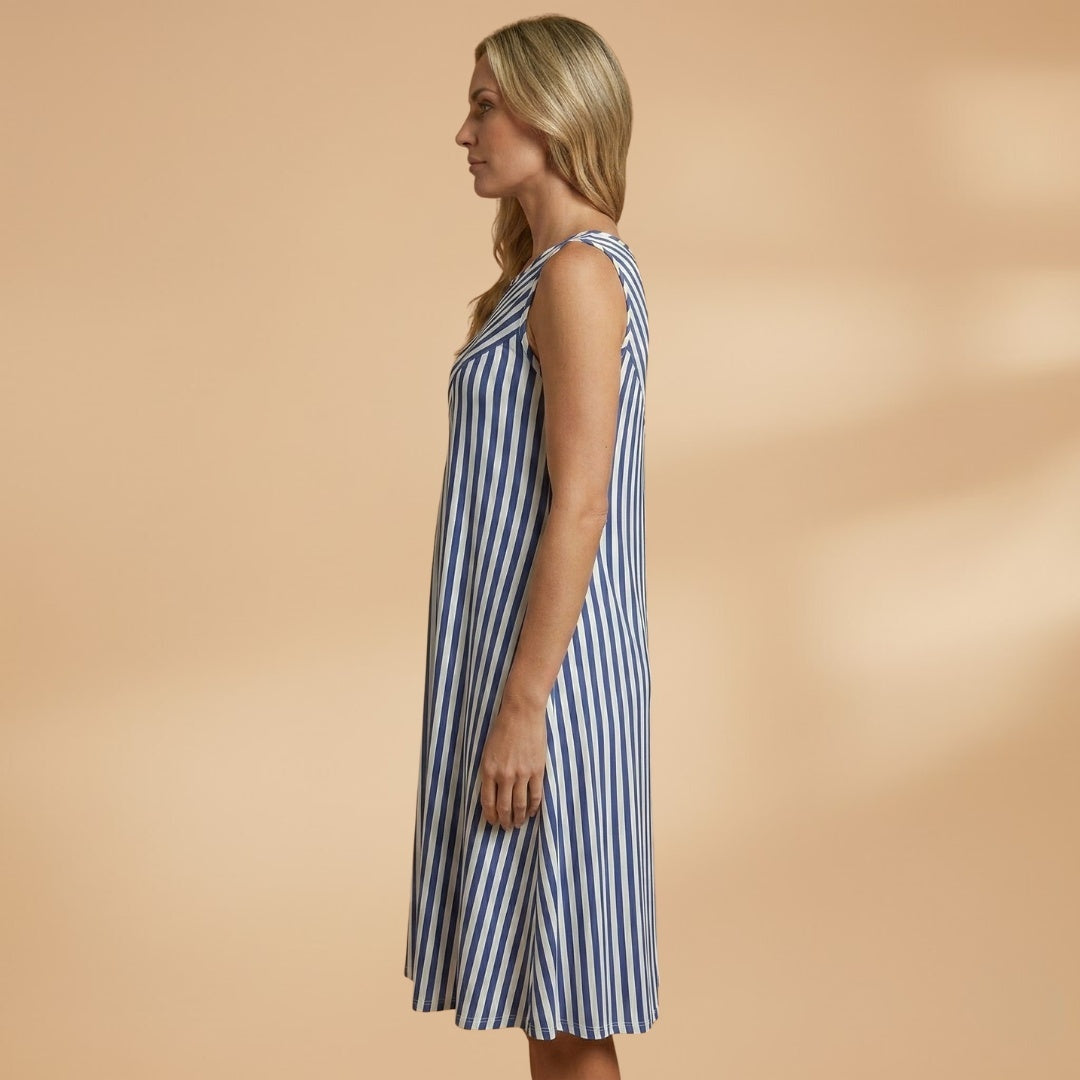 Teresa | Vestido de Verão Sem Mangas Mulher Estampado Às Riscas