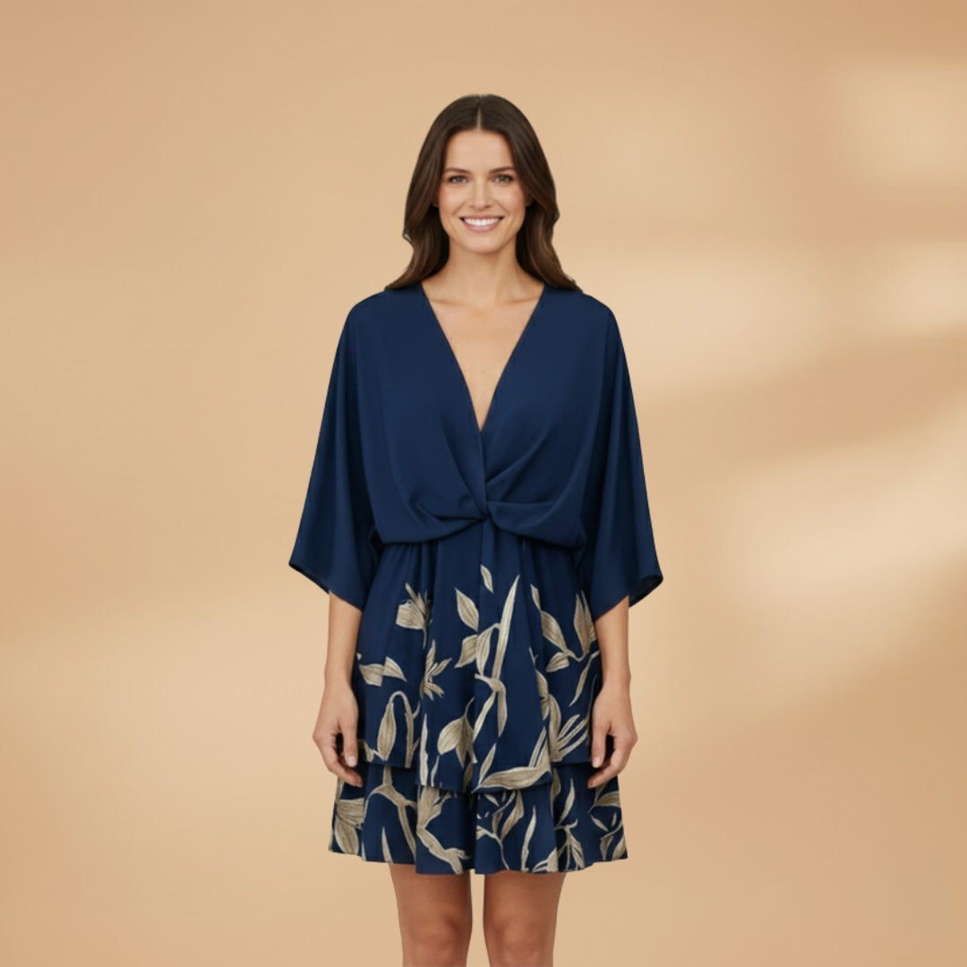 Helena | Vestido Envelope de Verão Mulher Estampado Folhos