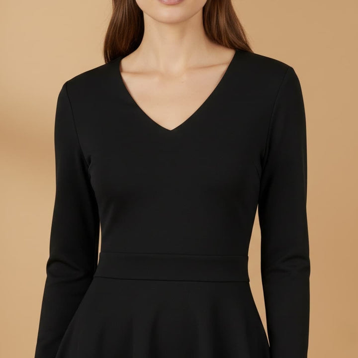 Leonor | Vestido Manga Comprida Decote V Mulher Saia Volants