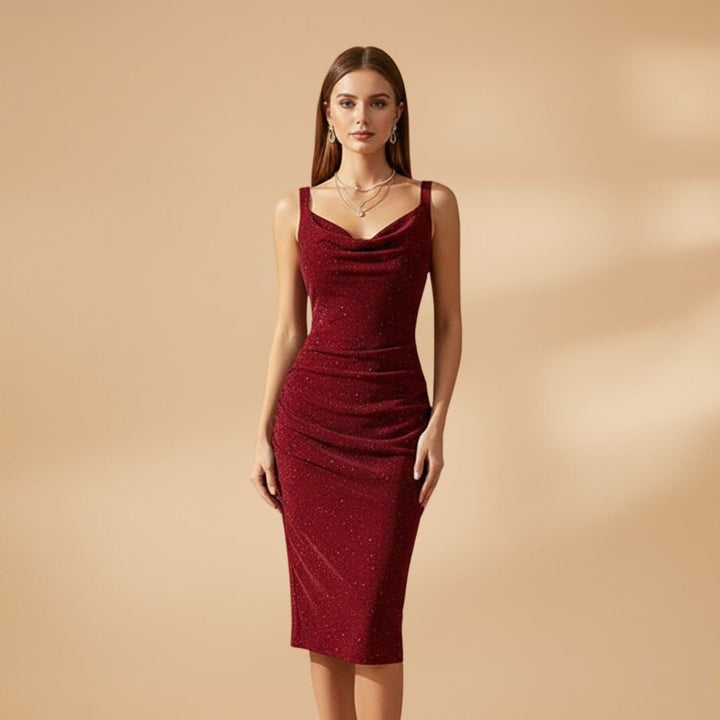 Sofia | Vestido Midi Ajustado Mulher Lantejoulas