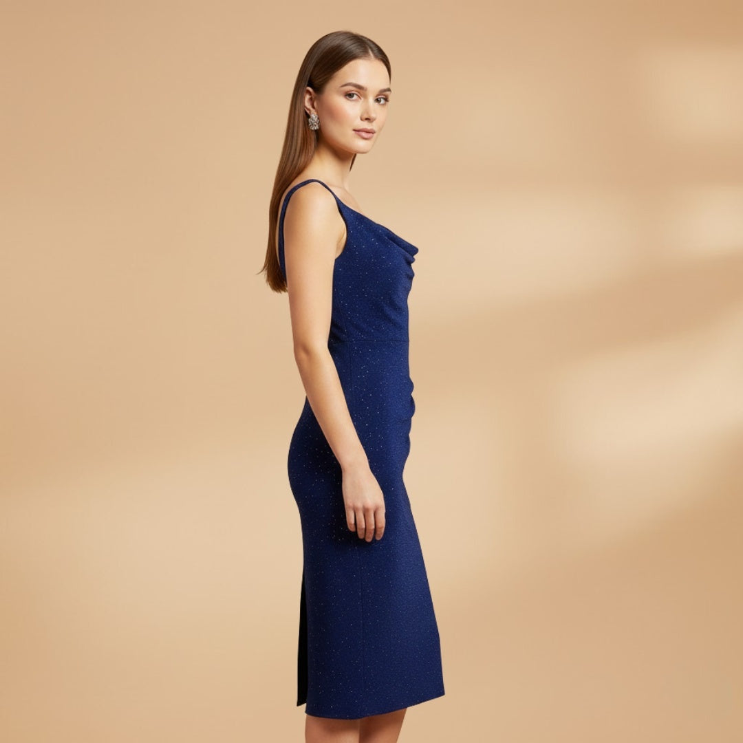 Sofia | Vestido Midi Ajustado Mulher Lantejoulas