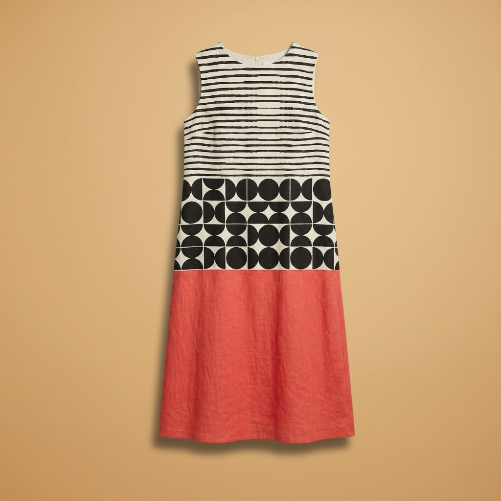 Vera | Vestido Midi Block Print Mulher Sem Mangas