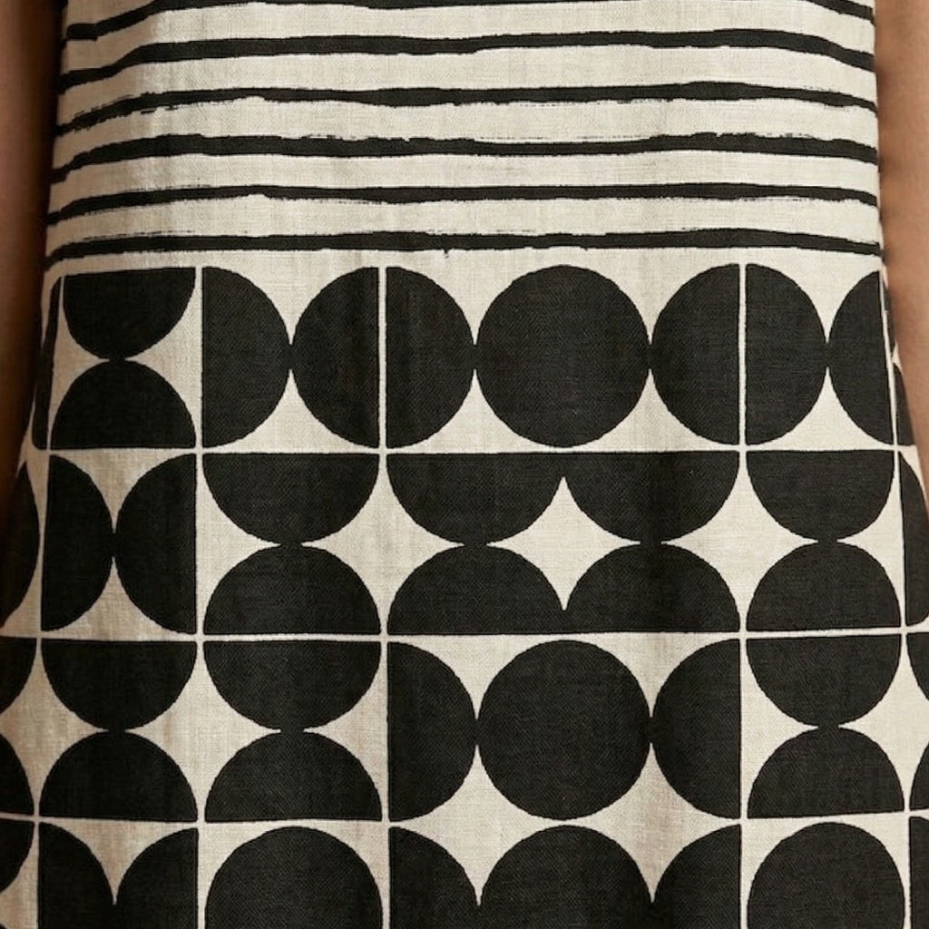 Vera | Vestido Midi Block Print Mulher Sem Mangas