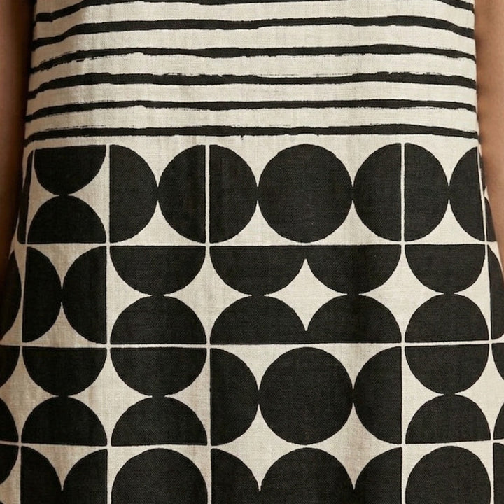 Vera | Vestido Midi Block Print Mulher Sem Mangas