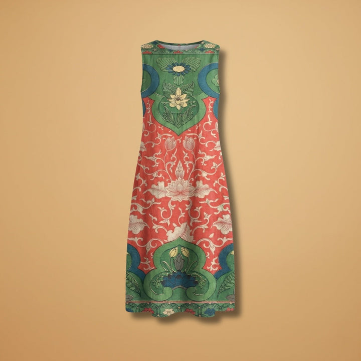 Filipa | Vestido Midi Boémio Estampado Mulher Sem Mangas