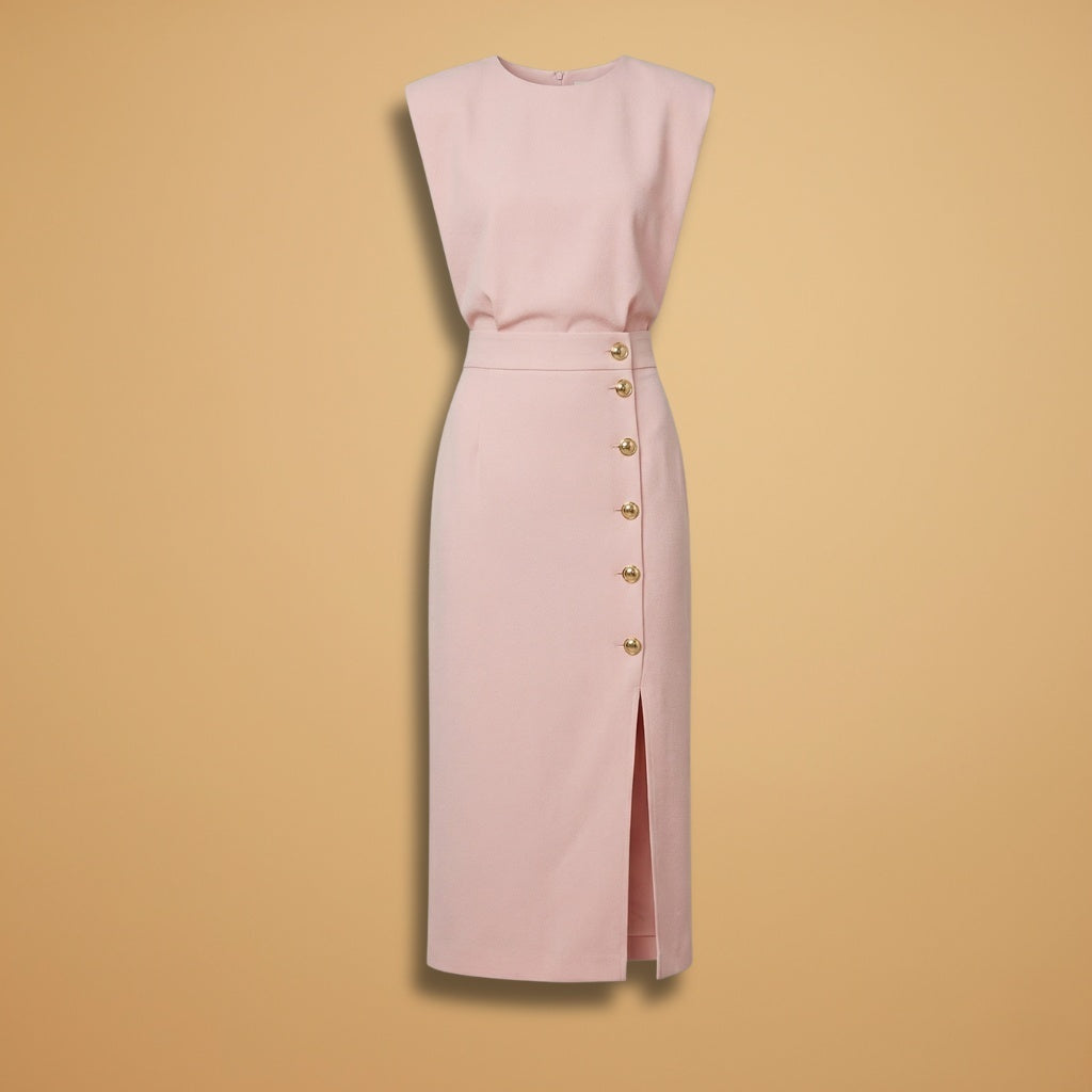 Sofia | Vestido Midi Botões Mulher Sem Mangas