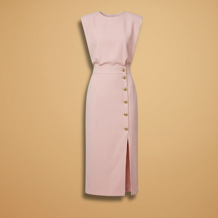 Sofia | Vestido Midi Botões Mulher Sem Mangas