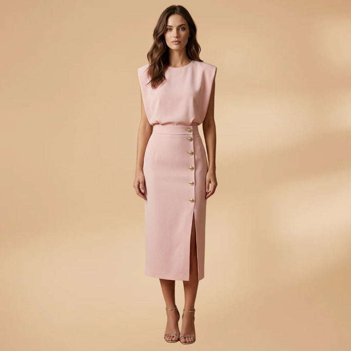 Sofia | Vestido Midi Botões Mulher Sem Mangas