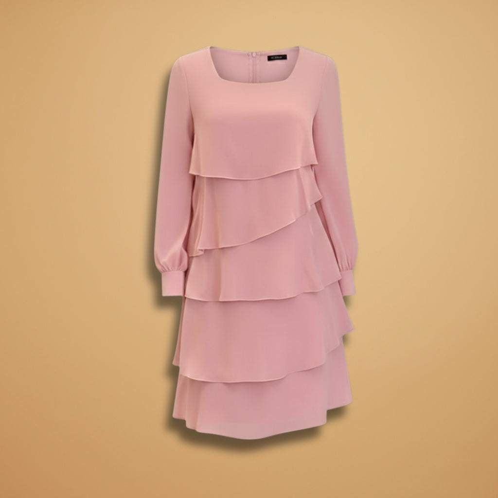 Violeta | Vestido Midi Camadas Mulher Manga Comprida