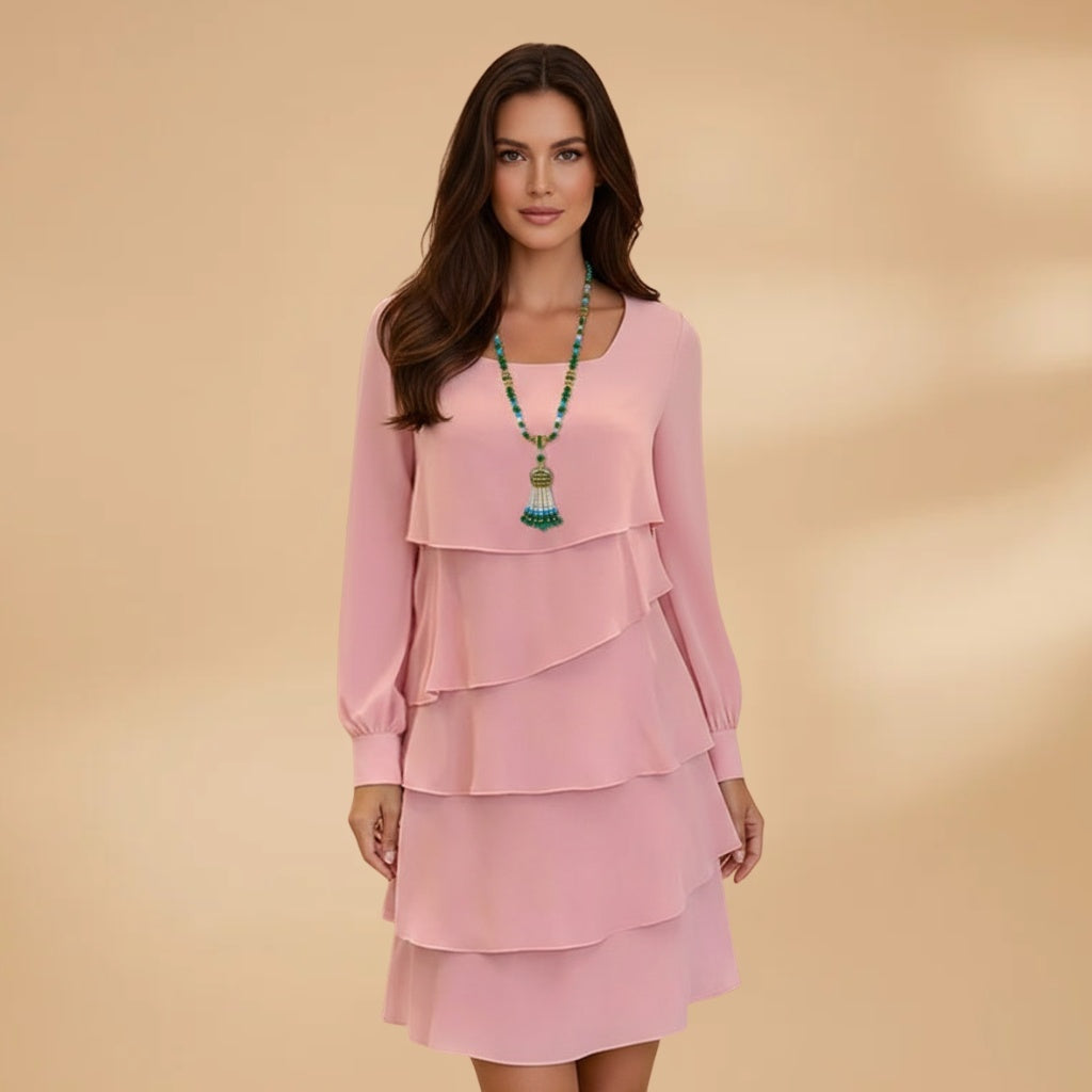 Violeta | Vestido Midi Camadas Mulher Manga Comprida