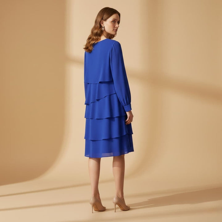 Carla | Vestido Midi Camadas Mulher Manga Comprida