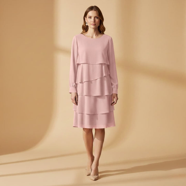 Carla | Vestido Midi Camadas Mulher Manga Comprida