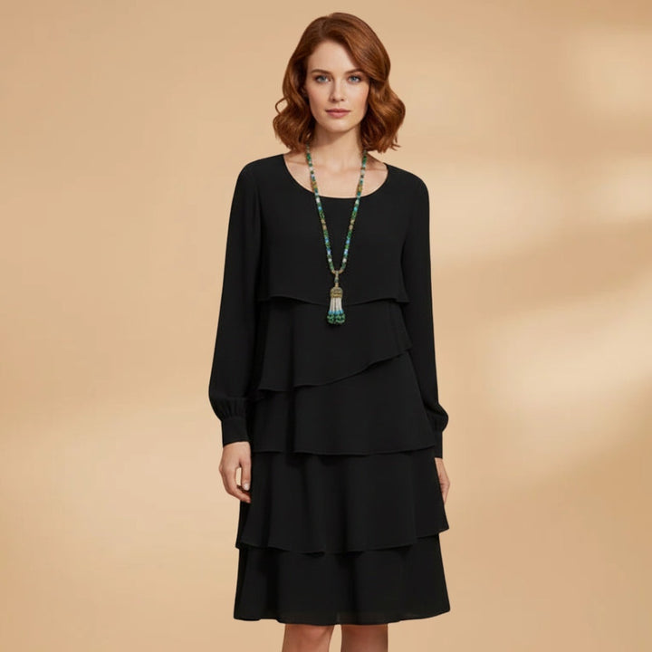 Violeta | Vestido Midi Camadas Mulher Manga Comprida