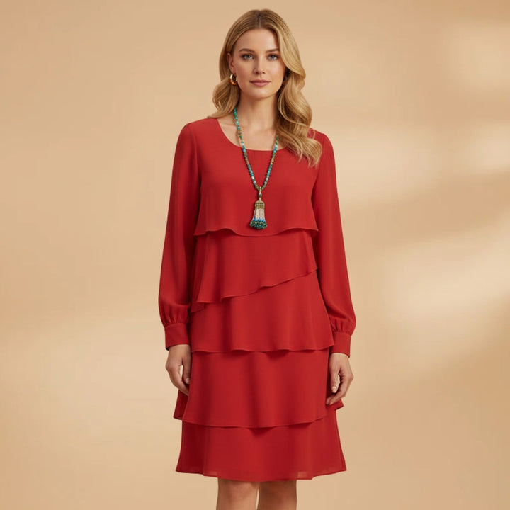 Violeta | Vestido Midi Camadas Mulher Manga Comprida