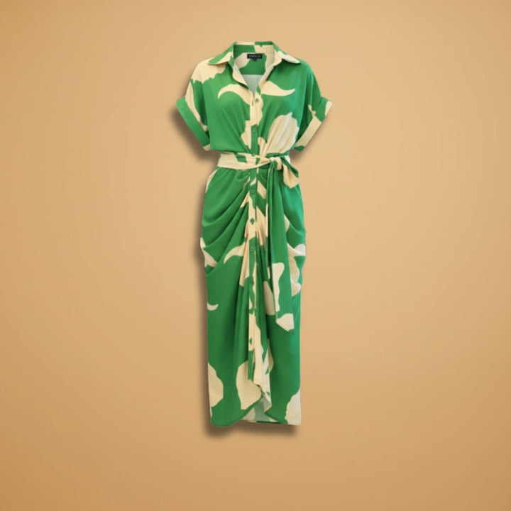 Catarina | Vestido Midi Camiseiro Estampado Mulher Laço