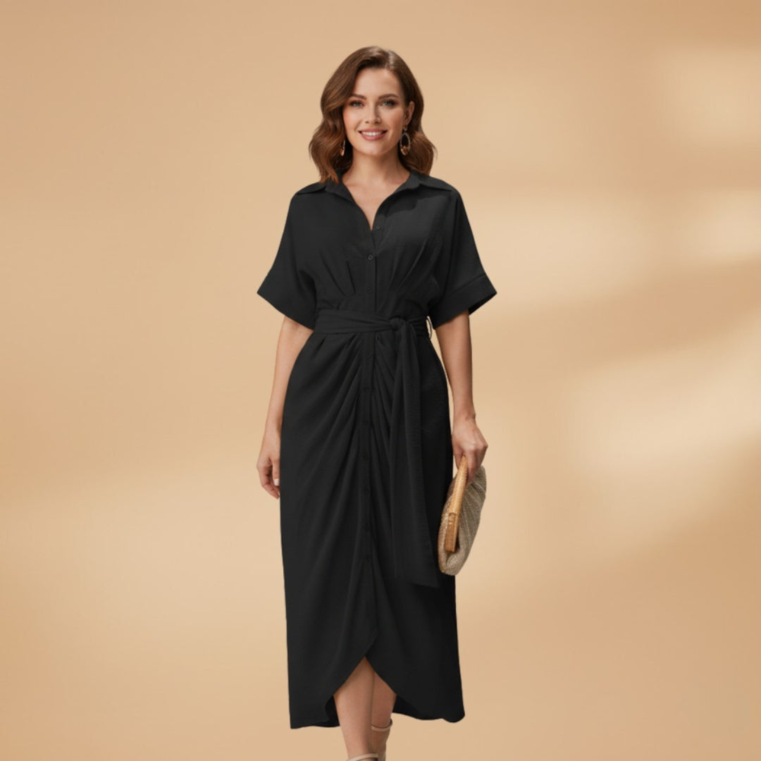 Catarina | Vestido Midi Camiseiro Estampado Mulher Laço