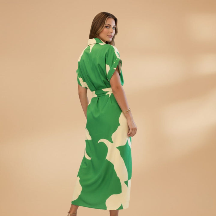 Catarina | Vestido Midi Camiseiro Estampado Mulher Laço