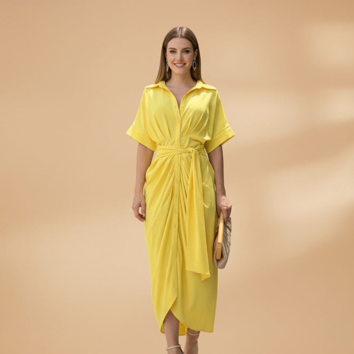Catarina | Vestido Midi Camiseiro Estampado Mulher Laço