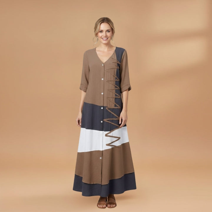 Margarida | Vestido Midi Camiseiro Mulher Faixas Laterais