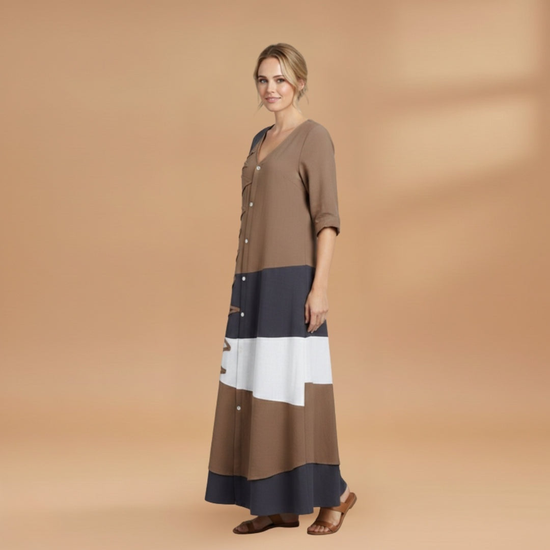 Margarida | Vestido Midi Camiseiro Mulher Faixas Laterais