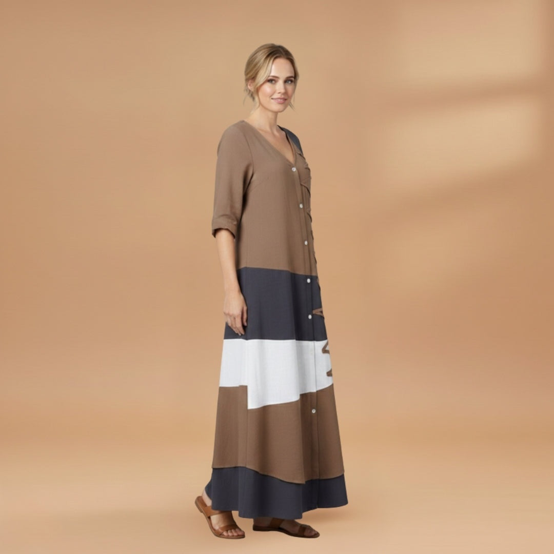 Margarida | Vestido Midi Camiseiro Mulher Faixas Laterais