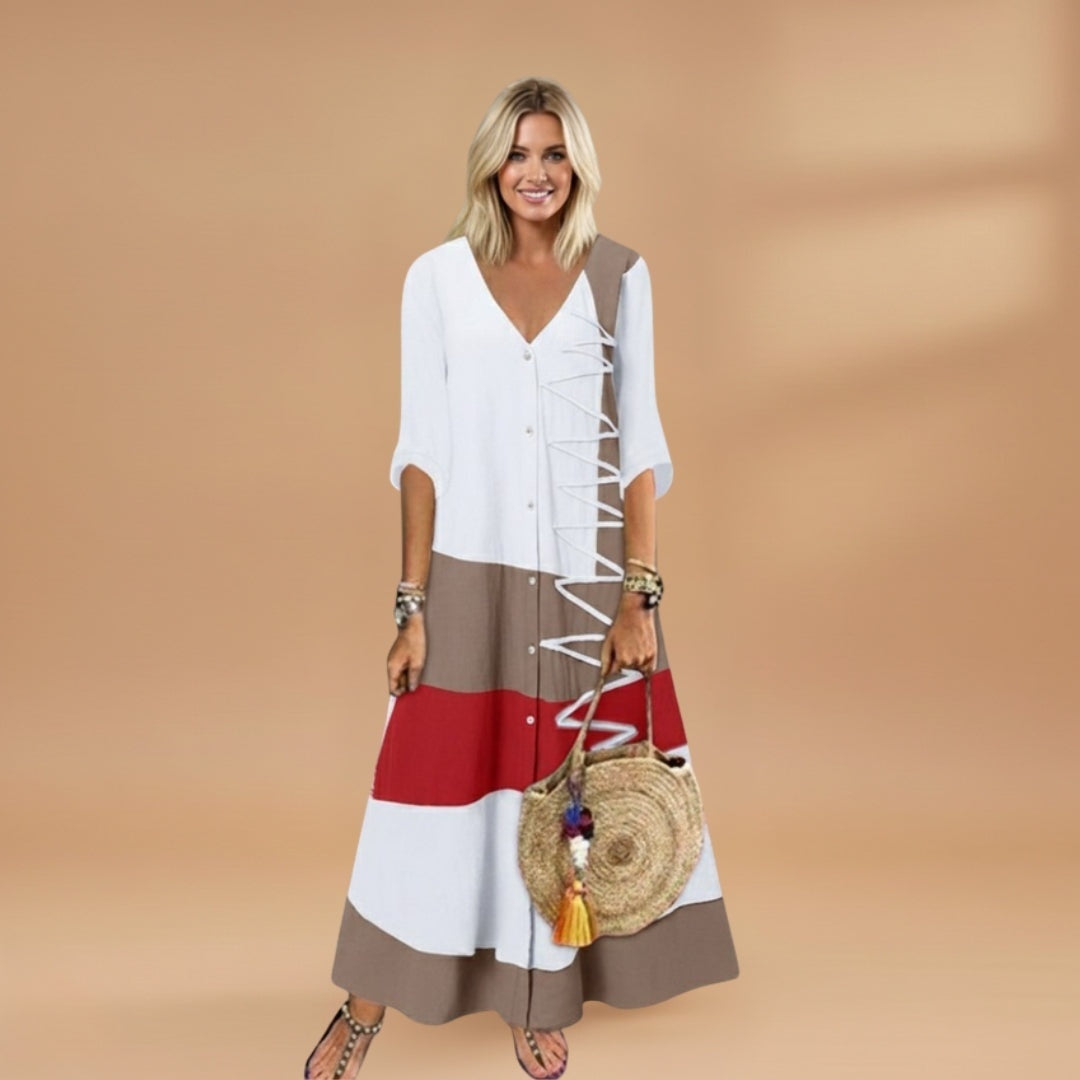 Margarida | Vestido Midi Camiseiro Mulher Faixas Laterais